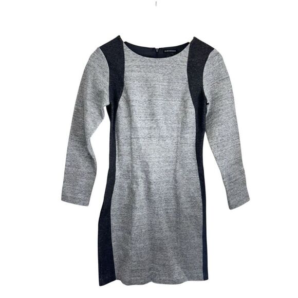 Club Monaco Mini Colorblock Dress Size 2 Gray Black Long Sleeve Cotton Blend Zip - Picture 1 of 7